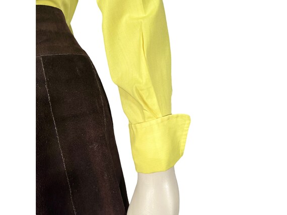 1960s Yellow Blouse with Rounded Beagle Collars a… - image 7