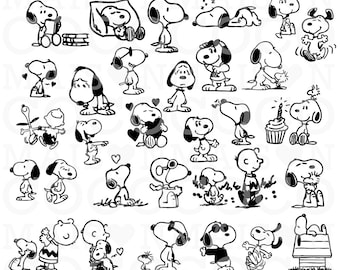 Snoopy outlines svg, eps