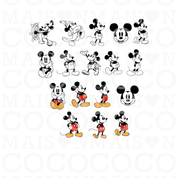mickey mouse outline retro vintage svg, eps, jpg, png