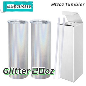 25 pack of 20oz white glitter sublimation tumblers, glitter, SMOOTH glitter, sublimation tumblers, glitter tumblers, tumblers, sublimation,