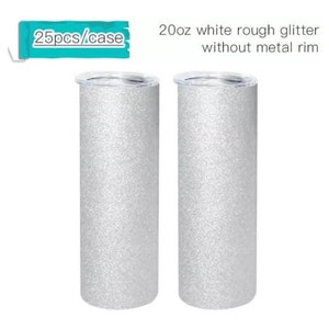 25 Pack of 20oz White Glitter Sublimation Tumblers, Glitter, SMOOTH Glitter,  Sublimation Tumblers, Glitter Tumblers, Tumblers, Sublimation, 