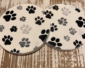 Dog Puppy Dogs Animal Pets Mum Gift #15317 Colourful Paw Print Coaster 4 Set 