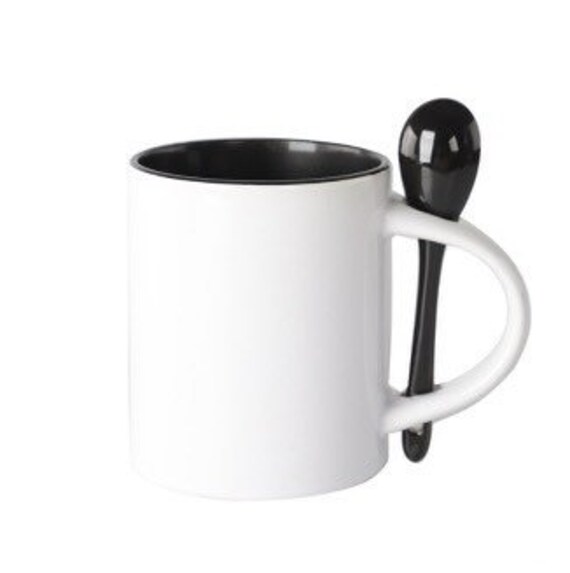 New Arrival 12oz Sublimation Blank Ceramic Printing Machine Mugs Cup With  Color Spoon And Handle
