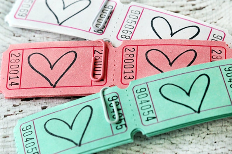 Set of 12 heart tickets heart ticket paper goods | Etsy