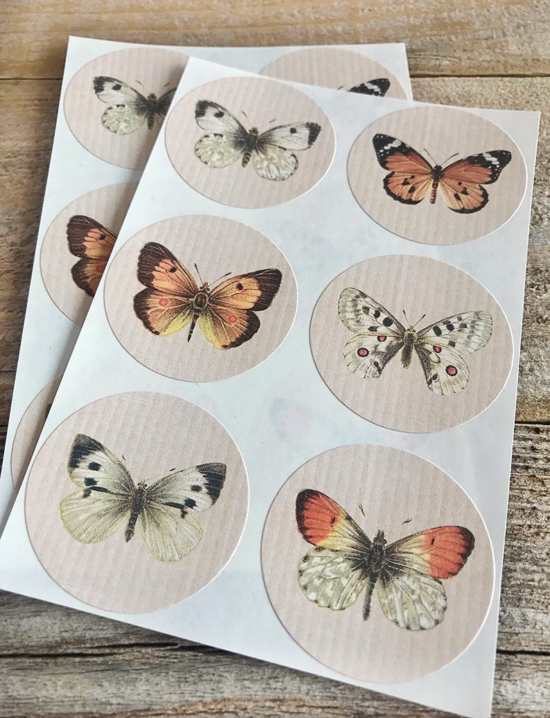 Vintage Inspired Butterfly Stickers Set of 12 Stickers Etsy