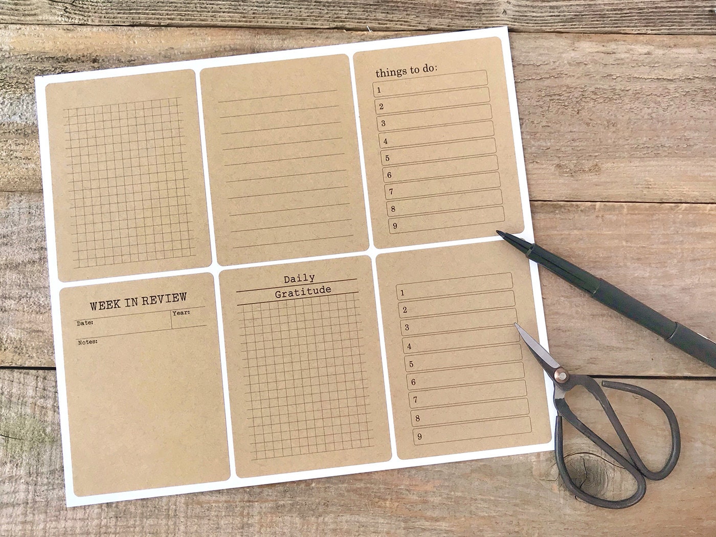 Set of 6 Journal Stickers 4x3 Stickers Kraft Etsy