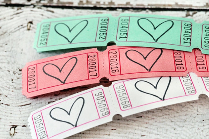 Set of 12 heart tickets heart ticket paper goods | Etsy