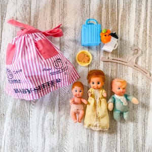 Vintage Mattel Babies Lot Barbie Baby Doll Krissy Sunshine Family Sweets Baby Beans 1963 Barbie BabySits 953 Apron