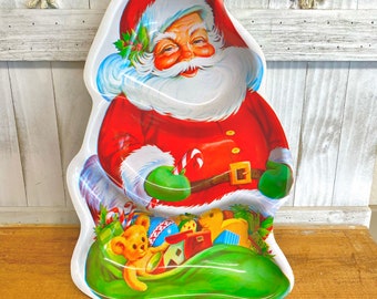 Vintage Santa Claus Snack Tray 3 Compartment Cookies Candy Plastic Christmas Table Decor