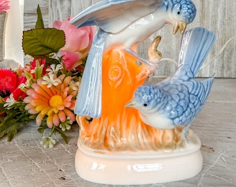 Vintage IW Rice & Co Bluebirds Night Light Perfume Burner Portable Lamp Japan Bone China Works