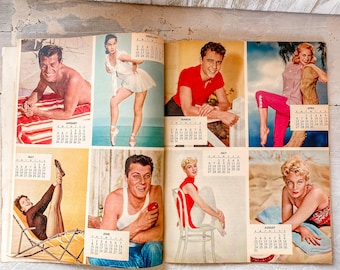 Vintage PHOTOPLAY Magazine February 1958 PinUp Calendar Elvis Rock Hudson Rita Hayworth