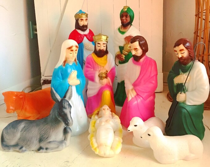 Vintage Blow Mold Nativity Set of 11 Empire Plastics 23 Etsy