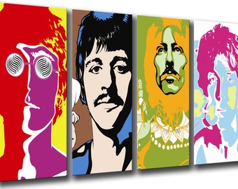 Cuadro Moderno Fotográfico Los Beatles, John Lennon, Paul Mccartney, Famoso, Música, 131 x 62 cm ref. 26097