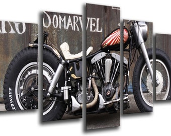 Cuadro Moderno Fotografico Moto Harley Davidson, Moto Antigua Vintage, 165 x 62 cm ref. 26552
