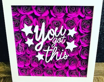 Personalized Paper Flower Motivational Shadow Box