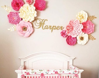 12 piece nursery paper flowers