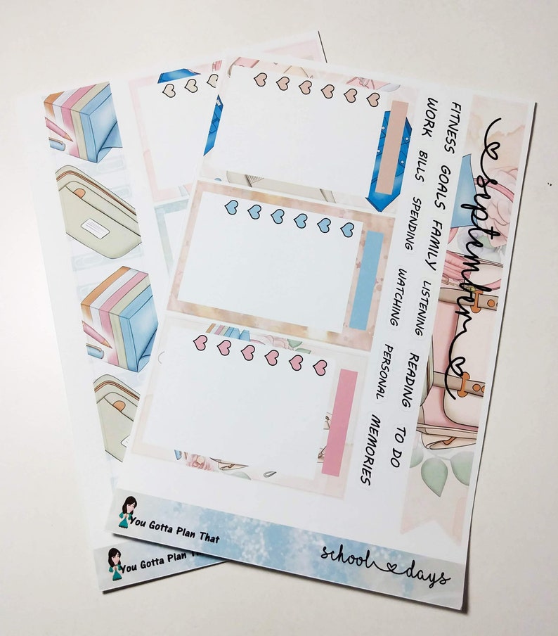 School Days Monthly Notes Page A Planner Stickers Etsy