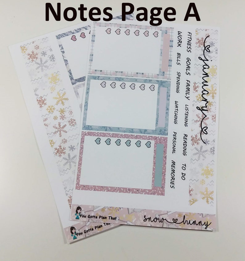 Snow Bunny Monthly Notes Page A Planner Stickers Etsy