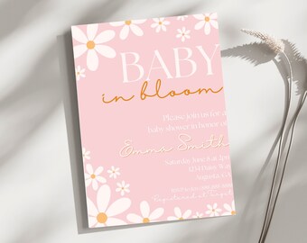 Baby in Bloom Invitation | Baby Shower Invitation | Daisy Baby Shower | Digital Invitation | Editable Invitation
