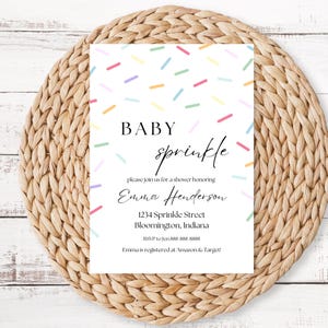 Editable Baby Shower Invitation | Printed or Digital Invitation |  Baby Sprinkle Invitation | Sprinkle Baby Shower