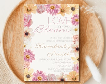Love in Bloom Invitation | Bridal Shower Invitation | Floral Bridal Shower | Digital Invitation | Editable Invitation