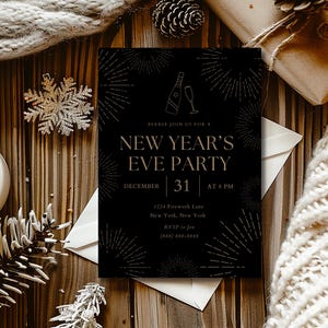 Editable New Year&#39;s Party Invitation | Printed or Digital Invitation | New Year&#39;s Eve Party Invitation | New Year&#39;s Party