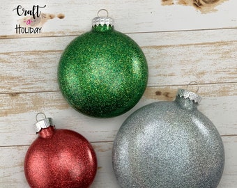 Personalized Glass Glitter Ornament | Glass Disc Glitter Ornament | Monogram Christmas Ornament | Christmas Ornament | Custom Gift Ornament