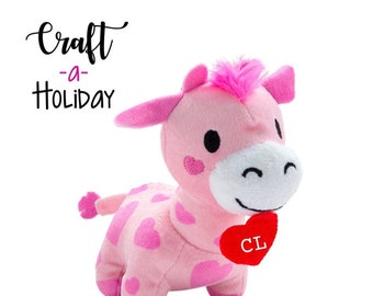 Personalized Valentine's Day Gift | Giraffe Valentine's Day Gift for Her | Valentine's Day Pink Giraffe | Valentine Personalized Plush Gift