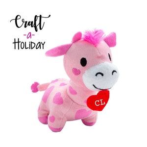 Personalized Valentine&#39;s Day Gift | Giraffe Valentine&#39;s Day Gift for Her | Valentine&#39;s Day Pink Giraffe | Valentine Personalized Plush Gift