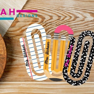 Personalized Jumbo Acrylic Paperclip | Teacher Gift | Custom Planner Bookmark | Back-to-School Stationery Accessory