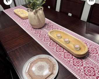 Palestinian printed tatreez Table Runner (Cotton, Poly) dinning table decor, Palestine decor, falahi tatreez , henna decoration, Arab