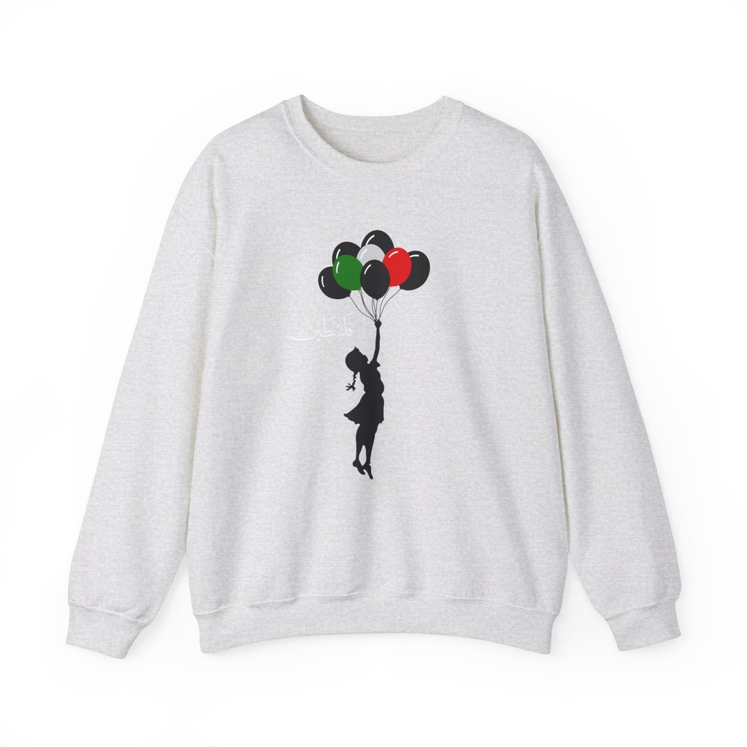 Banksy Girl With Palestine Colors Balloons Unisex Heavy Blend™ Crewneck
