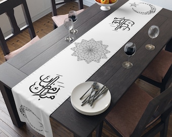 Ramadan Mubarak Table Runner (Cotton, Poly), table runner, Ramadan decorations
