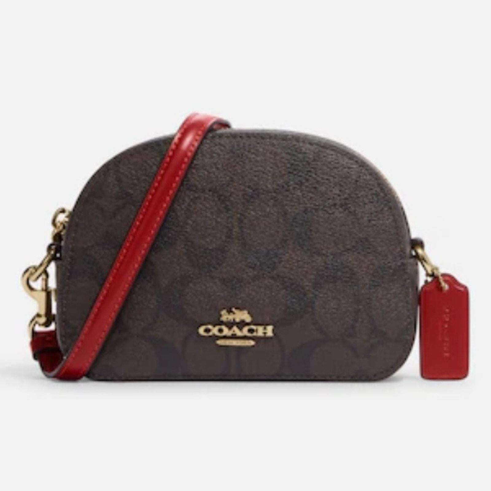 Coach Mini Serena Crossbody in Signature Canvas Bag Red - Etsy Israel