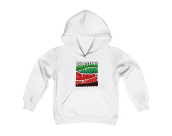 Palestine will be free Youth Heavy Blend Hooded Sweatshirt, Palestinian kids hoodie, Eid shirt, gift for kids