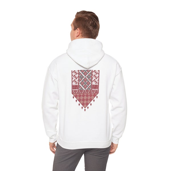 Palestinian Tatreez prints front back Unisex Heavy Blend™ Hooded Sweatshirt hoodie, Jordan, Tatreez, hoodie, gift , Gaza, Palestinian hoodie