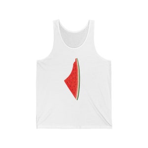 Wassermelone Karte von Palästina Flagge Unisex Jersey Tank Shirt, Sommer Gym Racerback Top Tank, palästinensische Frau Shirt, Geschenk für sie