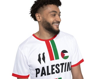 Maillot de l'équipe de Palestine pour hommes (AOP), maillot de gym palestinienne, t-shirt de l'équipe de football de Palestine, soutien à la résistance solidaire
