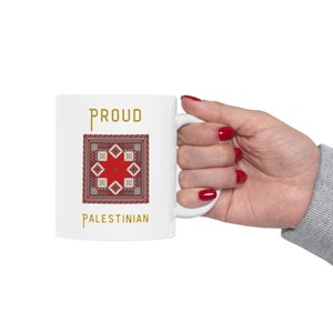 Trotse Palestijnse keramische koffiemok 11oz, theemok, koffiekopje, cadeau, Tatreez gedrukt Palestina, cultuurmok voor Palestina