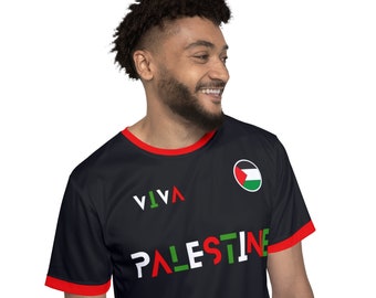 Maillot de sport pour hommes Viva Palestina Palestine (AOP), t-shirt de gym, maillot de football palestinien, cadeau de soutien aux pères de la résistance solidaire