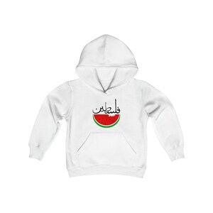 Watermelon for Palestine Youth Heavy Blend Hooded Sweatshirt, Palestinian hoodie for kids, gift for kids, resistant Palestine, symbol