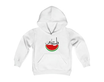 Watermelon for Palestine Youth Heavy Blend Hooded Sweatshirt, Palestinian hoodie for kids, gift for kids, resistant Palestine, symbol