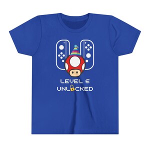 Camiseta de manga corta para niños de 6 años con diseño de videojuego Toad, camiseta de cumpleaños para jugadores
