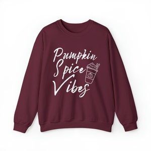 Pumpkin spice vibes Unisex Heavy Blend™ Crewneck Sweatshirt, pumpkin spice latte, pumpkin spice sweatshirt, pumpkin seasonal