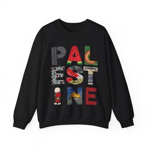 Moletom unissex com arte gráfica Palestina, símbolo da resistência palestina, presente para mãe, pai, suéter com gola redonda, camisa com arte gráfica, Palestina