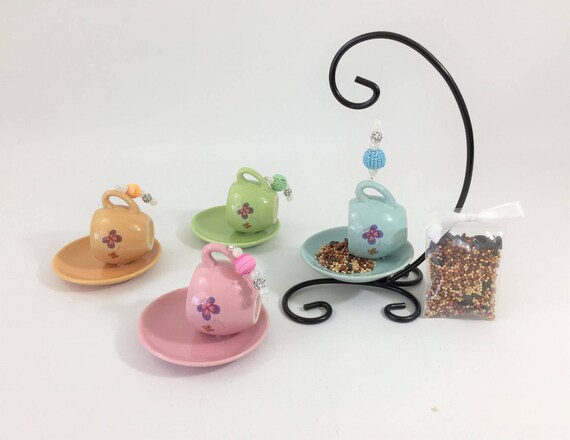 Mini Tea Cup And Saucer Bird Feeder Repurposed Childrens Tea Etsy