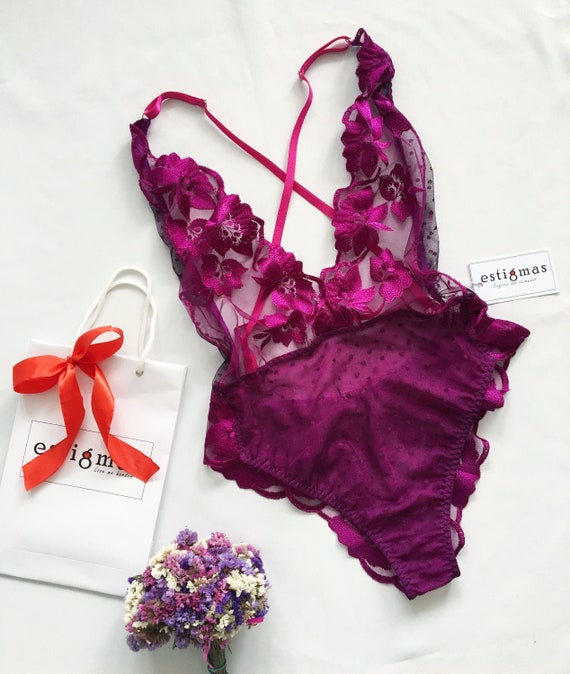 purple lace bodysuit