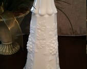 Westmorland Paneled Grape Epergne Milk Glass Vase with Ruffled Fenton Candle Base