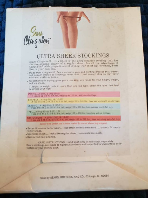 Seventies Sears Ultra Sheer Stockings In White Size Gem