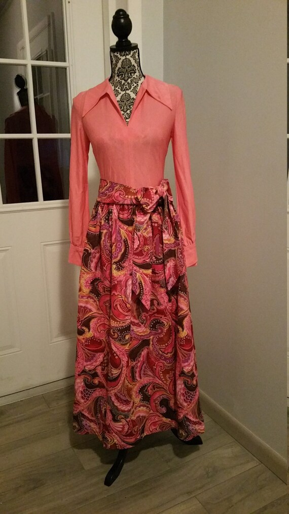 Authentic Seventies Mod Maxi Dress. Handmade. Hipp